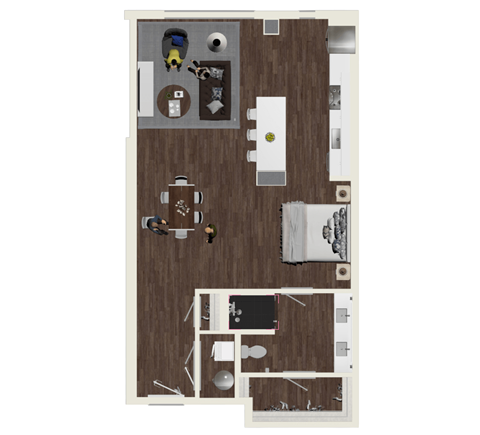 Floor plan for studio, 1 bath